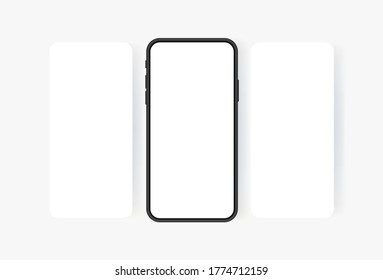 Smartphone blank screen, phone mockup. Carousel style phone screen. Template for infographics or presentation UI design interface.