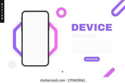 Smartphone blank screen, phone mockup. New pone model. Template for infographics or presentation UI design interface. Vector illustration.