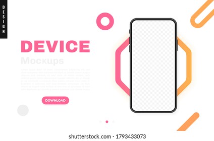 Smartphone blank screen, phone mockup. New pone model. Template for infographics or presentation UI design interface. Vector illustration.