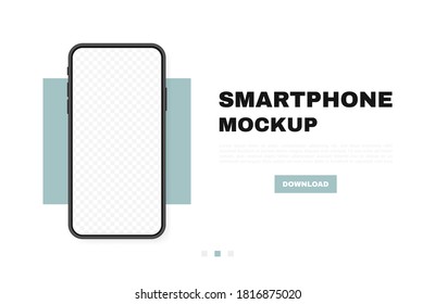 Smartphone blank screen, phone mockup. New phone model. Template for infographics or presentation UI design interface in minimalistic style. Vector illustration.