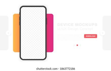 Smartphone blank screen, phone mockup. New phone model. Template for infographics or presentation UI design interface in minimalistic style. Vector illustration.