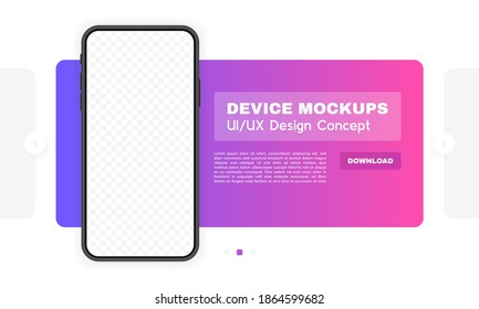 Smartphone blank screen, phone mockup. New phone model. Template for infographics or presentation UI design interface in minimalistic style. Vector illustration.