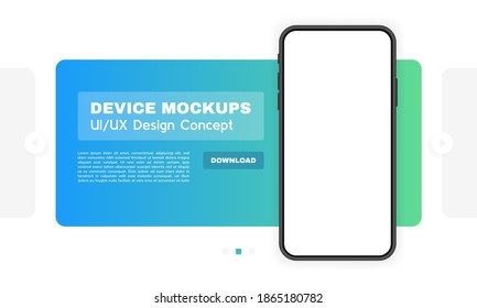 Smartphone blank screen, phone mockup. New phone model. Template for infographics or presentation UI design interface in minimalistic style. Vector illustration.