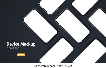 Smartphone blank screen, phone mockup. Mockup to showcasing mobile web site design. Modern cellphone with blank app screens mockup. Vector flat cartoon illustration