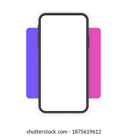 Smartphone blank screen, phone mockup. New phone model. Template for infographics or presentation UI design. Vector illustration.