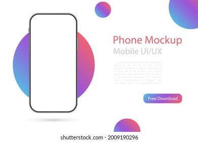 Smartphone blank screen, phone mockup. Template for infographics or presentation UI design interface.Vector