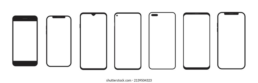 Smartphone blank screen, phone mockup. Template for infographics or presentation UI, UX design interface. Cellphone frame with blank display