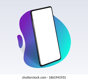 Smartphone with blank screen. Realistic cell phone can be a template for infographics or presentation of interface. Frame less smartphone. Vector Illustration UI UX design