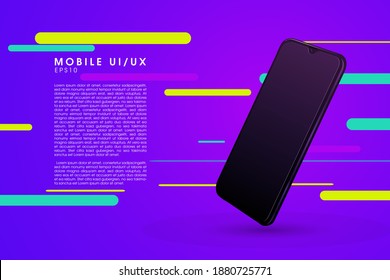 Smartphone with blank screen. Realistic cell phone can be a template for info graphics or presentation of interface. Vector Illustration of UI-UX design.