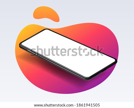 Smartphone with blank screen. Realistic cell phone can be a template for infographics or presentation of interface. Frame less smartphone. Vector Illustration UI UX design