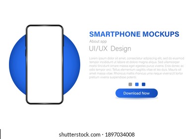 
Smartphone with blank screen. Realistic vector illustration of cell phone. Template for infographic or presentation interface design.