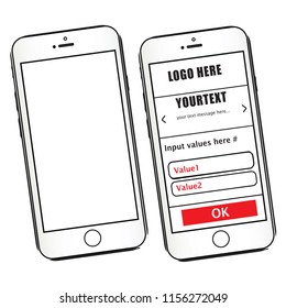 Smartphone blank screen show your app features logo company info product services