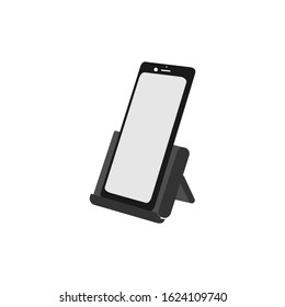 Smartphone blank screen side view with stand for mockup