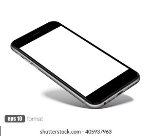 Smartphone with blank screen standing on corner, isolated on white background - high detailed eps 10 vector illustration