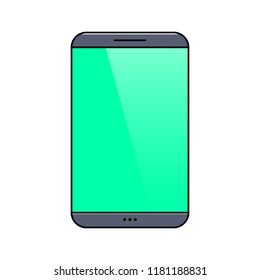 Smartphone with blank screen thin line icon. Mobile phone isolated on white background symbol. Digital communication device vector illustration. Cellphone with blank touch screen outline pictogram.