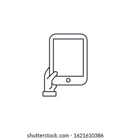 Smartphone with a blank screen. Vector linear icon on a white background.