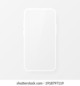 Smartphone blank screen, white phone mockup. Template for infographics for presentation UI design interface. Realistic object. Vector illustration.