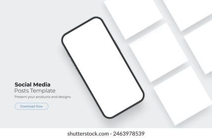 Smartphone With Blank Social Media Posts For Your Product Designs. Vector Illustration