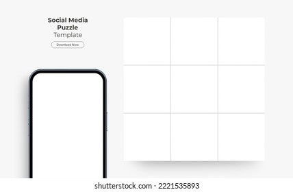 Smartphone With Blank Social Media Puzzle Template for Designs or Presentations Your Accounts. Vector Illustration