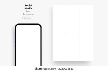 Smartphone With Blank Social Media Puzzle Template for Presentations of Your Designs. Vector Illustration