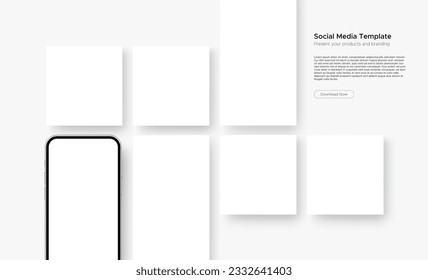 Smartphone With Blank Social Media Screens, Template for Designs or Presentations Your Accounts. Vector Illustration