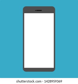smartphone with blank white screen isolated on blue background. vector illustration