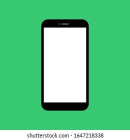 smartphone with blank white screen isolated on green  background. vector illustration 
