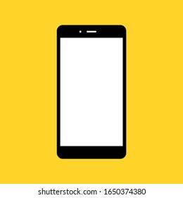 smartphone con pantalla blanca en blanco aislado en fondo amarillo. ilustración vectorial