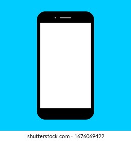 smartphone with blank white screen isolated on blue background. vector illustration  