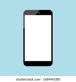 smartphone con pantalla blanca en blanco aislado en fondo azul. ilustración vectorial