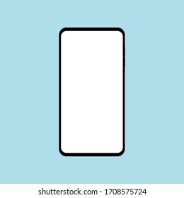 smartphone con pantalla blanca en blanco aislado en fondo azul. ilustración vectorial