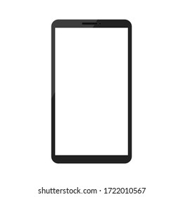 Teléfono inteligente con pantalla blanca aislada en fondo blanco. Ilustración vectorial.