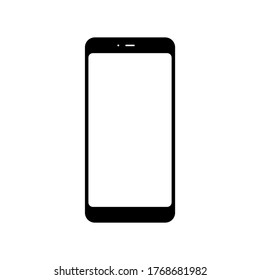 Smartphone mit weißem, weißem Bildschirm einzeln auf weißem Hintergrund. Vektorgrafik