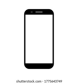 Smartphone mit weißem, weißem Bildschirm einzeln auf weißem Hintergrund. Vektorgrafik