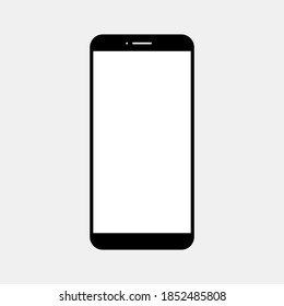 smartphone con pantalla blanca en blanco aislada en fondo blanco
