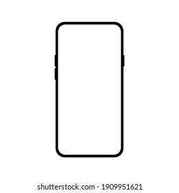 smartphone con pantalla blanca en blanco aislada en fondo blanco