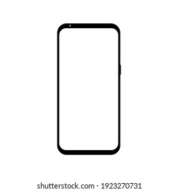 smartphone with blank white screen with blank white screen isolated on white background
