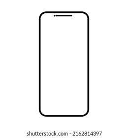 Smartphone mit weißem leerem Bildschirm einzeln auf weißem Hintergrund