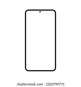 smartphone with blank white screen isolated on white background