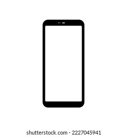 smartphone con pantalla blanca en blanco aislada en fondo blanco