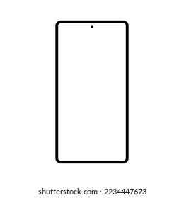 smartphone con pantalla blanca en blanco aislada en fondo blanco