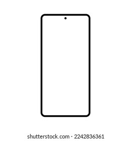 Smartphone mit weißem leerem Bildschirm einzeln auf weißem Hintergrund