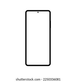 smartphone with blank white screen isolated on white background