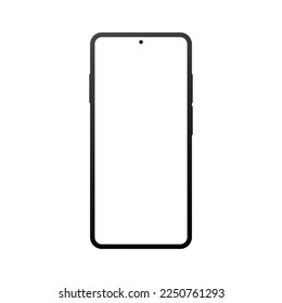 Smartphone mit weißem leerem Bildschirm einzeln auf weißem Hintergrund