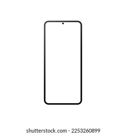 smartphone con pantalla blanca en blanco aislada en fondo blanco