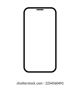 smartphone con pantalla blanca en blanco aislada en fondo blanco