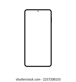 smartphone con pantalla blanca en blanco aislada en fondo blanco
