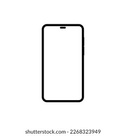 smartphone con pantalla blanca en blanco aislada en fondo blanco