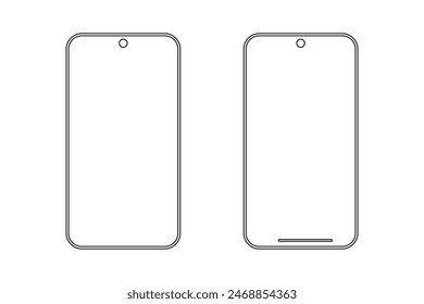 smartphone with blank white screen isolated on white background