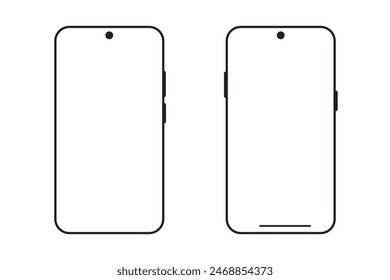 smartphone con pantalla blanca aislada sobre fondo blanco
